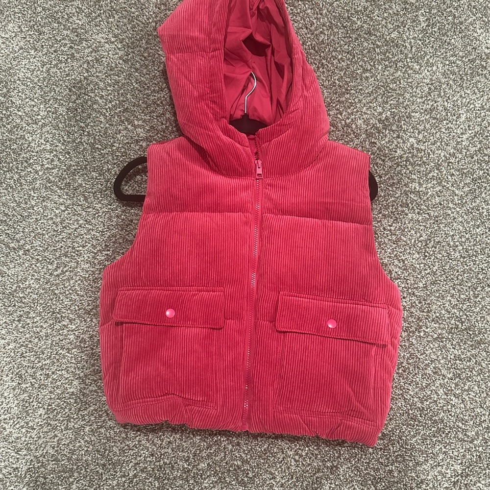 Pink Corduroy Hooded Vest